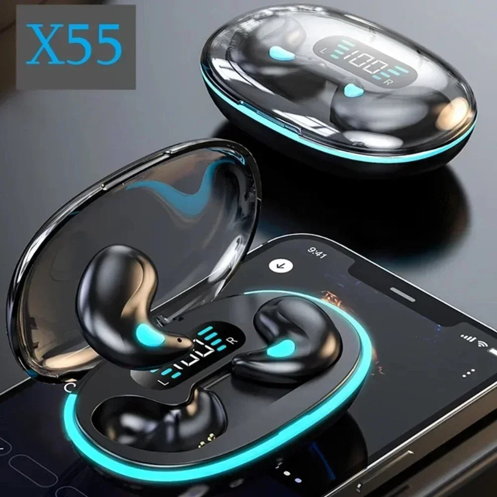 X55 Mini Earphone Wireless Earphone Headphones Noise Reduction Sport Game Sleep Bluetooth 5.3 Earbuds HIFI Stereo Music Headset