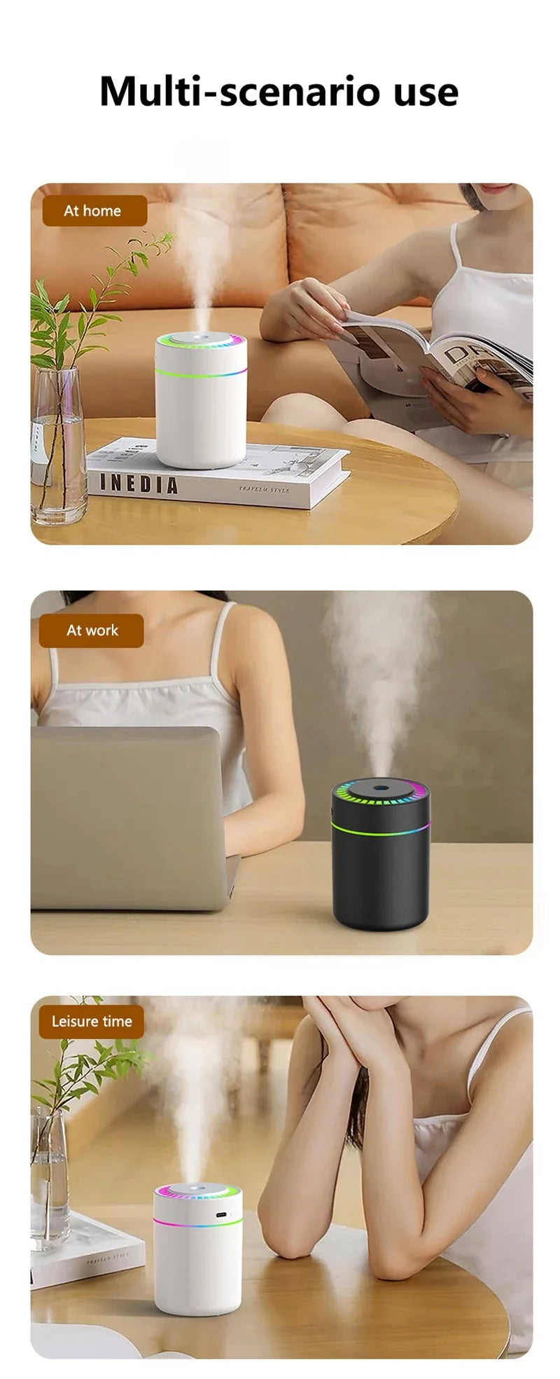 Mini Air Humidifier 180ML Electric Aroma Diffuser Essential Oil Purifier Aromatherapy Mist Maker Lights For Car Home