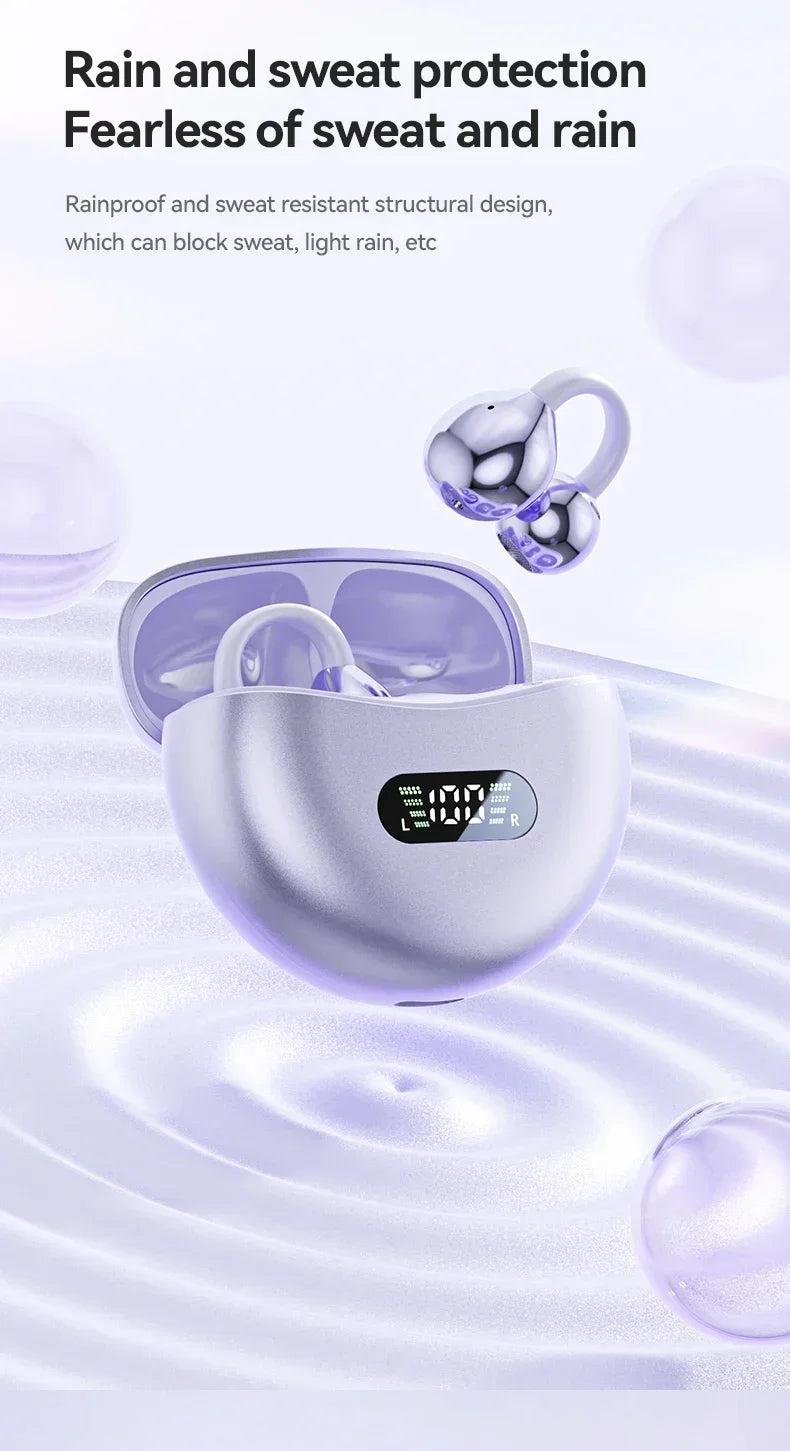 Lenovo Clip-on Wireless Bluetooth Earbuds, Type-C USB Charging, Suitable for Sports, Running, and Gaming, Open Design.