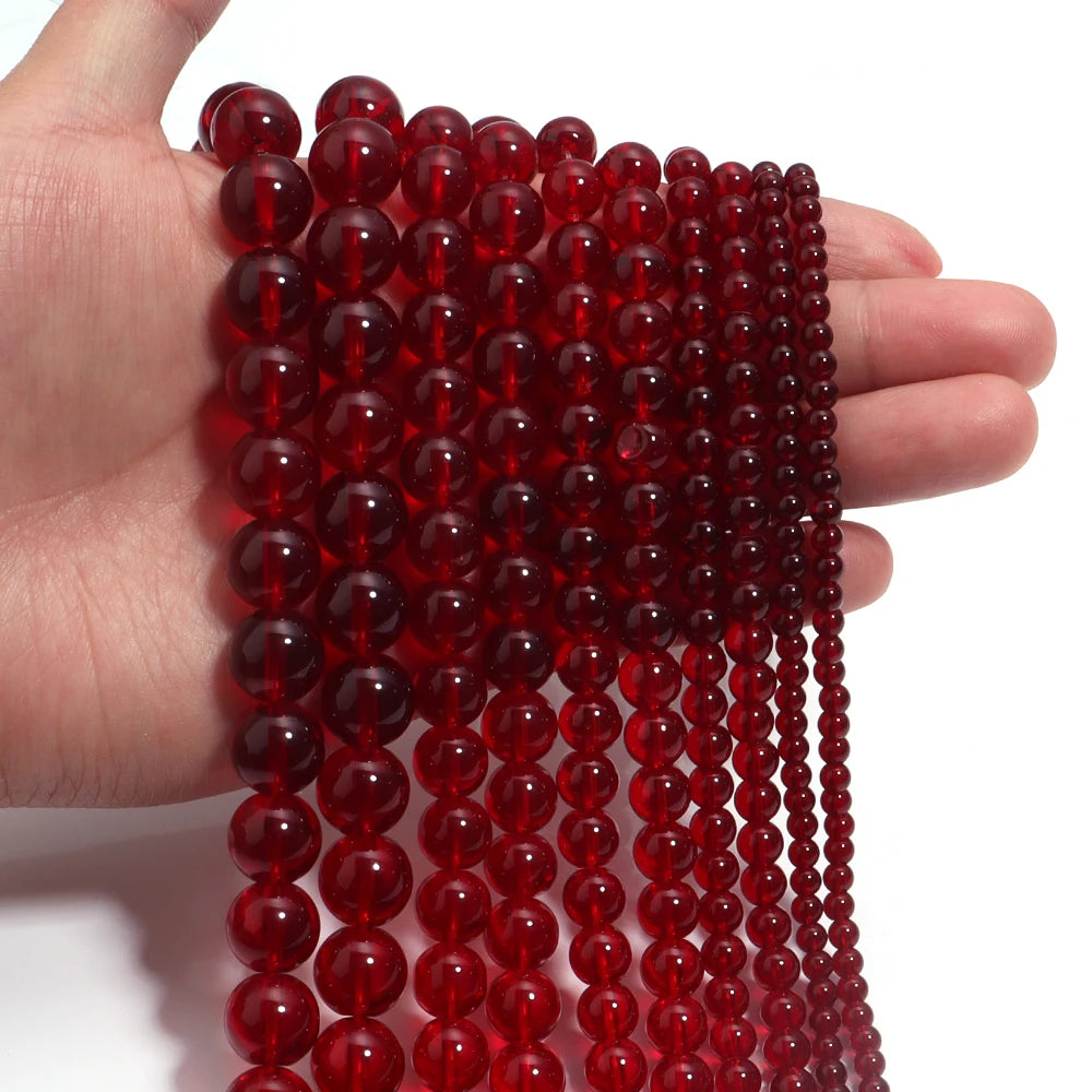 1 String Pomegranate Red  Beads Loose Round Beads Glass Spacer Beads For Jewelry Making DIY  Handmade DIY Bracelet Necklace Ring