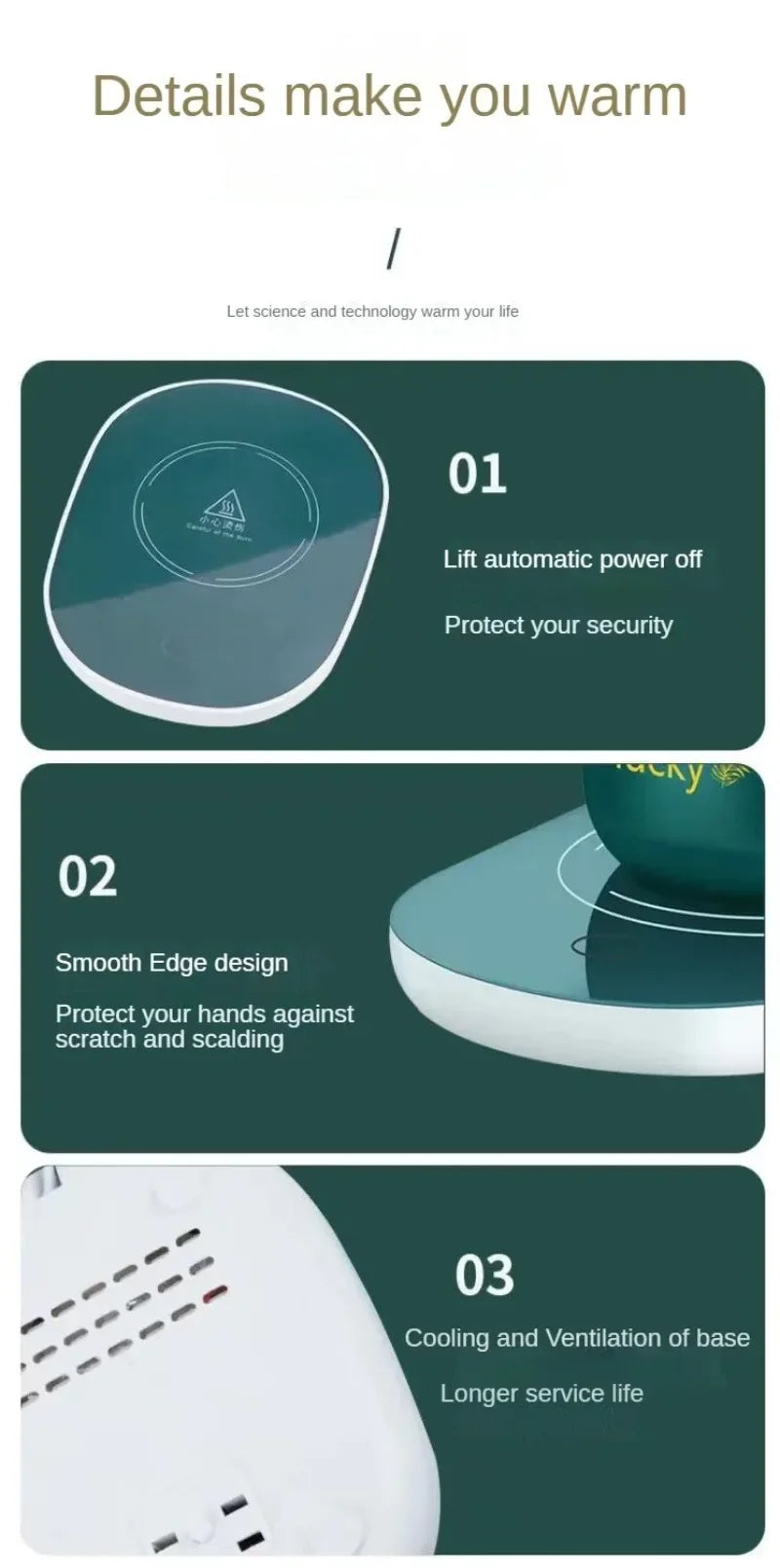 Electric Smart Thermostatic Coaster Suitable for Home and Office Suitable for Hot Coffee Tea Milk Water Portable and Waterproof