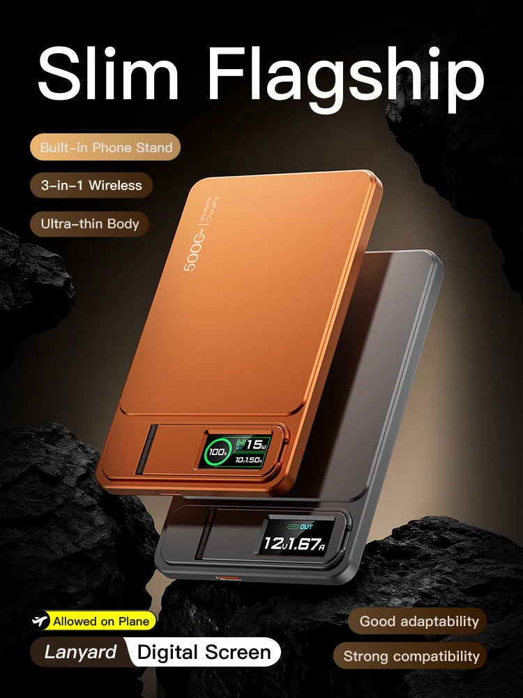 3 In 1 Magnetic Powerbank 15W Wireless Fast Charing With Intelligent TFT Screen External Battery For iPhone 12-17  Watch Airpod
