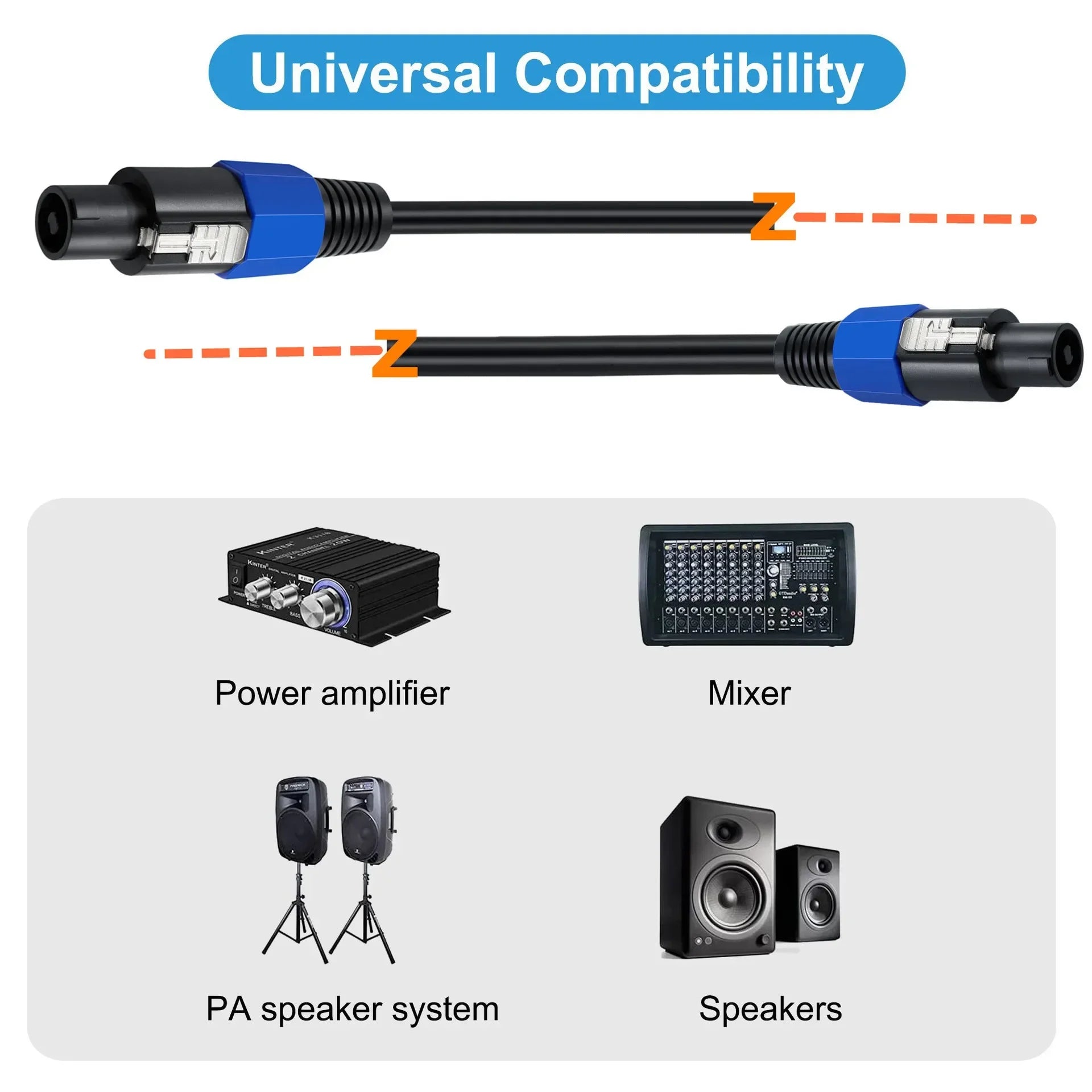 Speakon Male to Speakon Male SOUND Cables Professional Copper Audio Cord DJ Speaker Extension Cord 3 5 10m Wire with Twist Lock