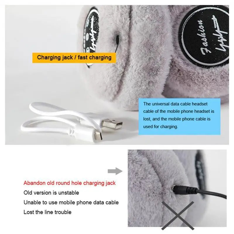 Winter Outdoor Plush Earmuffs Bluetooth Wireless Cute Warm Fur Headphones Earphones Solid Color Stereo Wireless Headset