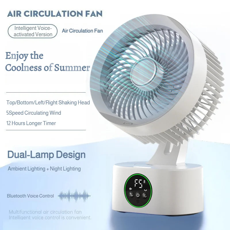 Cooling Home Desktop Shaking Head USB Charging Fan Air Circulation Intelligent Voice Timing Fan Home&dormitory Desktop Fan