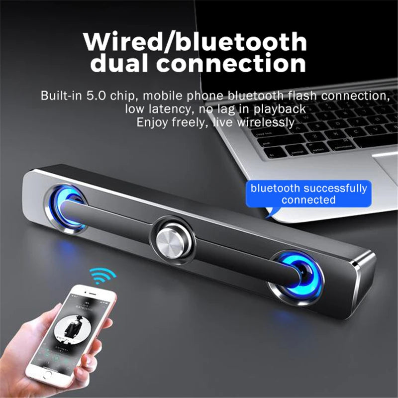 USB Wired Powerful Computer Speaker Bar Stereo Subwoofer Bass Speaker Surround Sound Box LED For PC Laptop Phone Tablet MP3