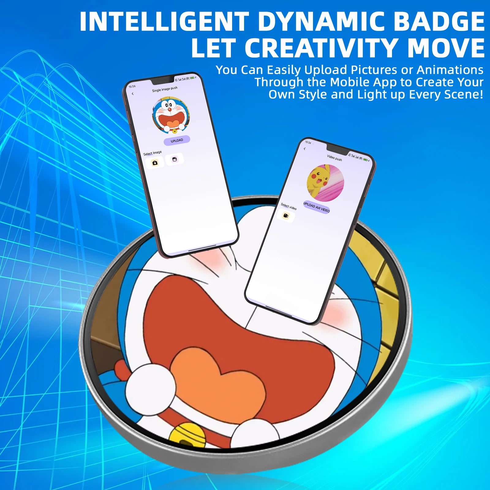 Smart Digital Badge Dynamic Electronic Display Outdoors Small Pendant Fashionable Electronic Badge Digital Show Sceen Home Decor