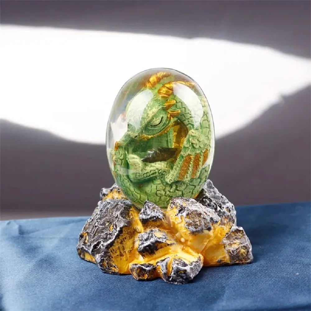 Lava Dragon Egg Statue With Stand Base Dinosaur Egg Resin Figurines Sculpture Tabletop Showpiece Home Art Decoration Craft Gift
