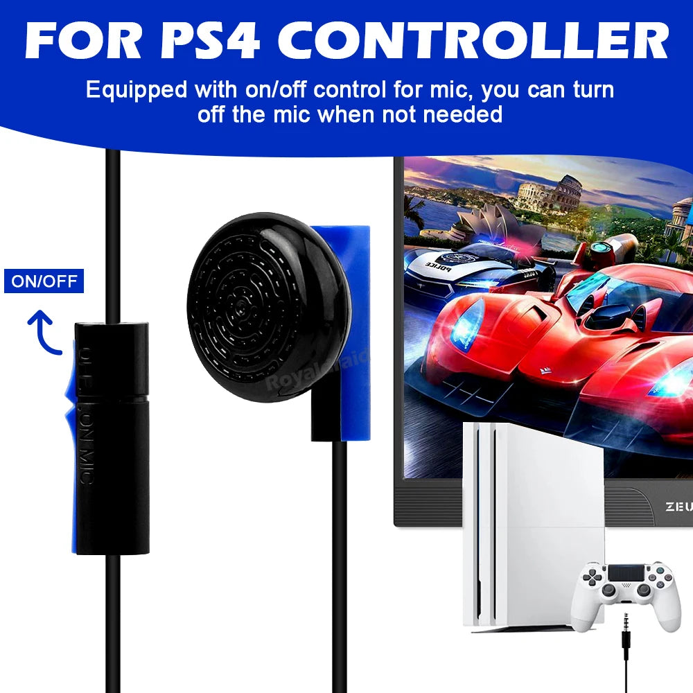 1PCS Game Headset With Microphone Mono Chat Earbud Headset for PS4 Controller Earphone Gaming Headphone Black Blue