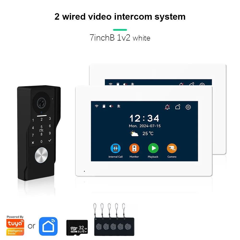 ANJIELO2Wire Digital Video Intercom System TUYA Smart 1080P Doorphone Camera Video Doorbell Support Gate DoorLockRemote Control