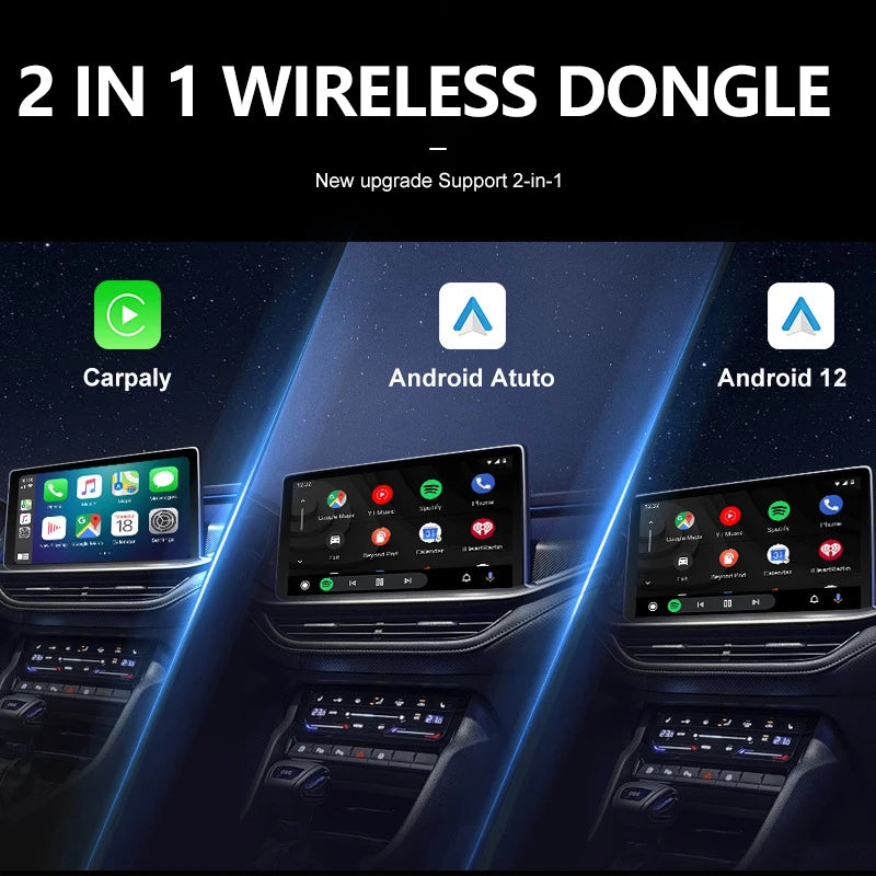 Wireless CarPlay Android Auto 2in1 AI Smart Box Carplay Wireless Android Auto Mini Car Play Adapter Bluetooth for The Car