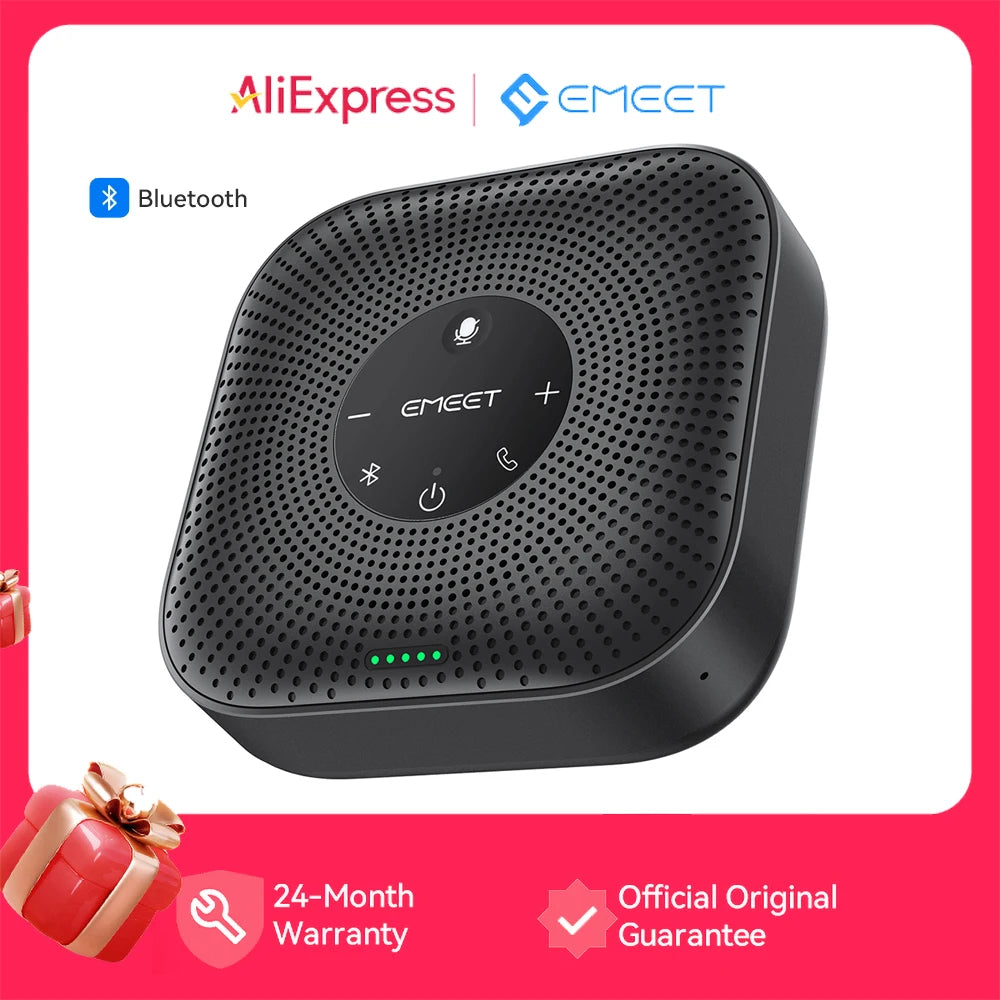 EMEET Speakerphone Wireless Conference Speaker 360° Voice Pickup Meeting Microphone With 4 Noise Cancelling Mics for Office/Home