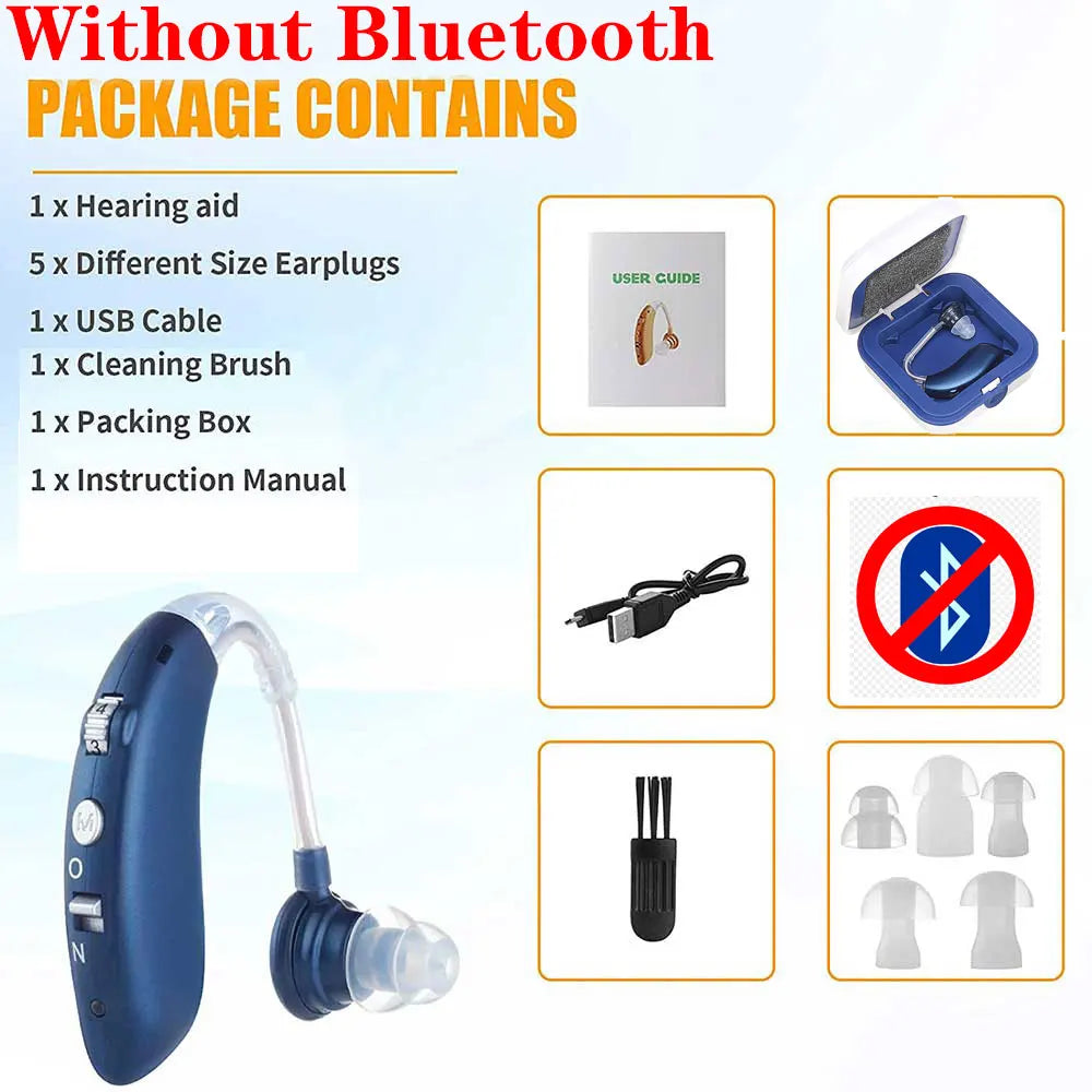 Bluetooth Hearing Aid Amplifiers USB Charge Hearing Aids Audifonos Sound Devices Volume Control Adjustable Tone Loss Ompensation