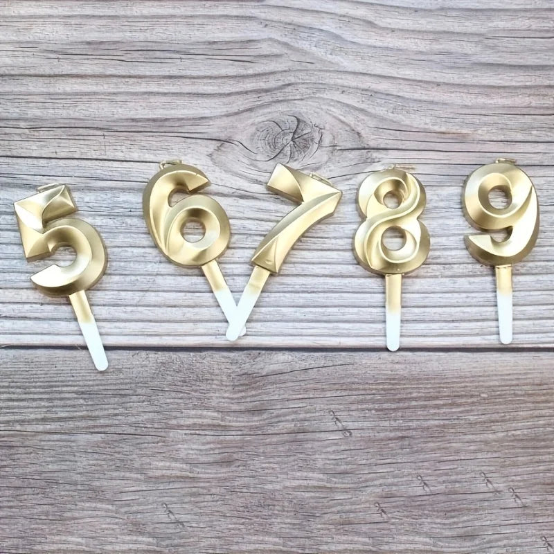 3D Gold Diamond Number Candles Large Birthday Cake Topper Wedding Anniversary Party Decorations for Home Celebration Supplies
