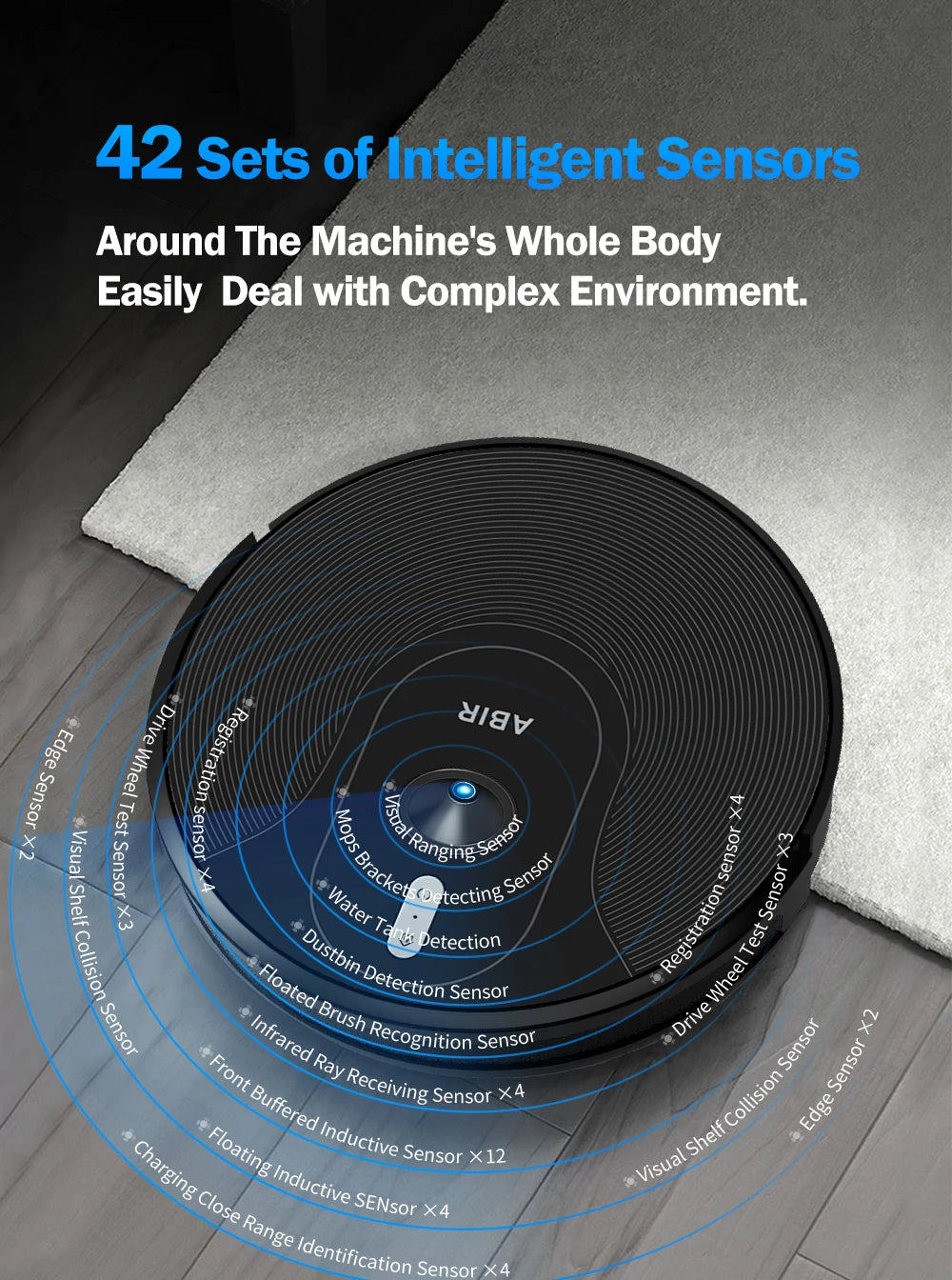 Robot Vacuum Cleaner ABIR X6 ,Visual Navigation,APP Virtual Barrier,6000PA Suction,Smart Home Mop,Floor Carpet Washing Tool