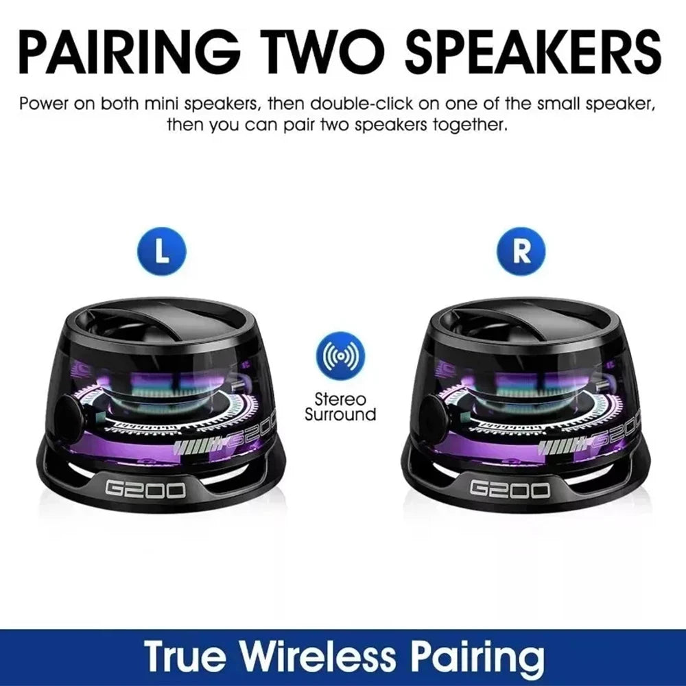 Outdoor Magnetic Bluetooth5.3 Speaker Wireless Portable Mini Travel Stereo Speaker with RGB Color Light and Phone Holder for Ios