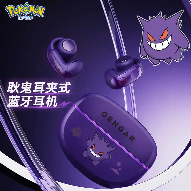 Gengar Pokemon Anime Bluetooth Headset Ear Clip Style Not Reduction Hifi Stereo Game Wireless Sport Earbuds Endurance Trendy Gif