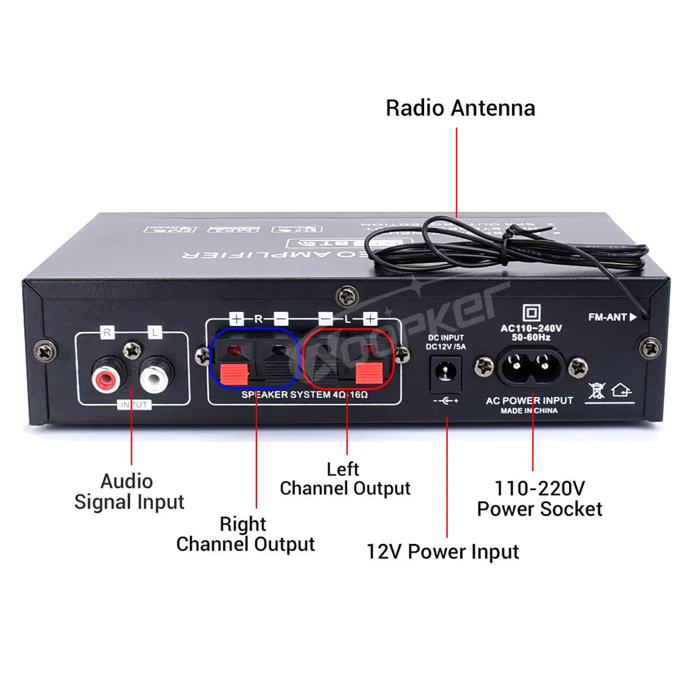 ak35 800W Digital Amplifiers 100-240V /12V Bass Audio Power Bluetooth AMP Hifi FM Subwoofer Speakers Car Boat Caravan