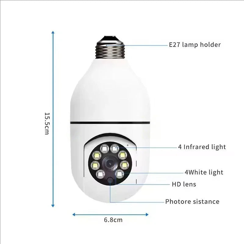 E27 Socket Lamp Holder CCTV WiFi IP Camera PTZ Two Way Audio Home Security Bulb Camera