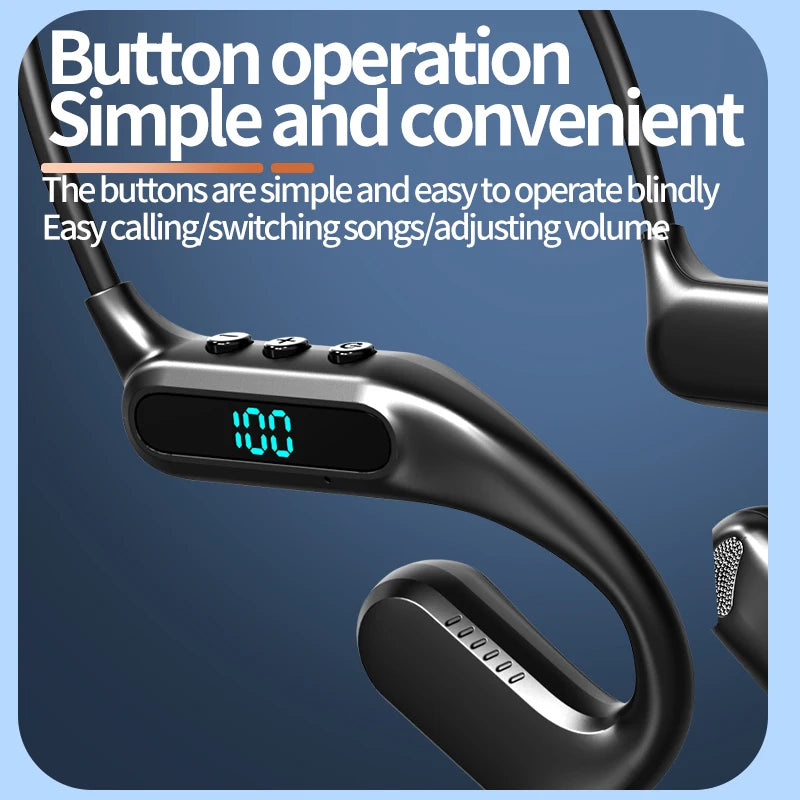 Bluetooth 6.0 Air Conduction Headphone Wireless Waterproof Sports Headset HiFi Stereo Noise Reduction Music Ear Hook Earbuds
