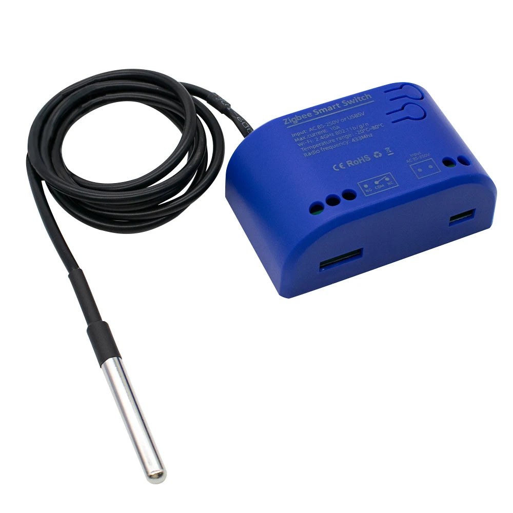 Zigbee Smart Temperature Switch 16A 2000W With Temperature Sensor Thermostat Data Monitoring Compatible With Alexa,Tuya