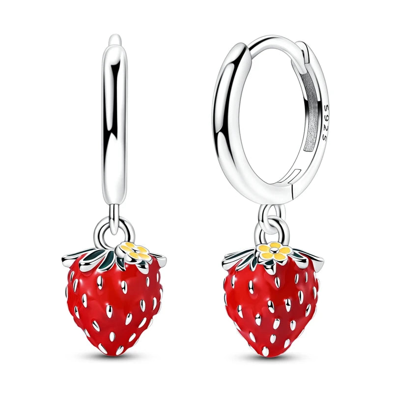 925 Sterling Silver Earrings Mushroom Glowing Firefly Cherry Bee Earring For Women Wedding Engagement Party Fashion Jewelry Gift