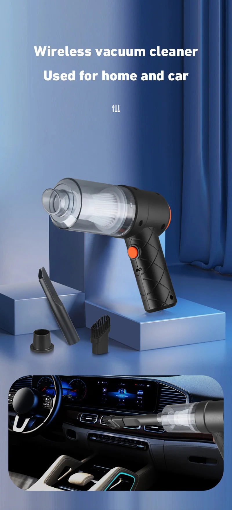 2026 Handheld Vacuum Cleaner Wireless 120W Cordless Dust Handheld Car Vacuum Cleaner Auto Vacuum High-Power For Home Office Car