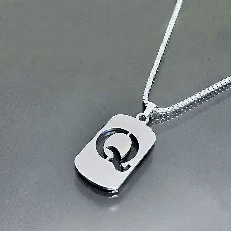 Fashion Punk A-Z Initial Tag Letter Stainless Steel Pendant Necklaces for Men Women Wholesale Jewelry Lot Collar Jewelry Goth