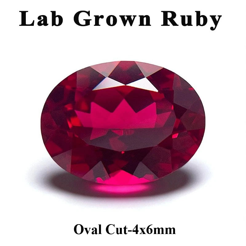 Top Lab Grown Ruby Oval Cut Pigeon Blood Red VVS1 Gemstone For Charms DIY Jewelry Making Selectable Certificate
