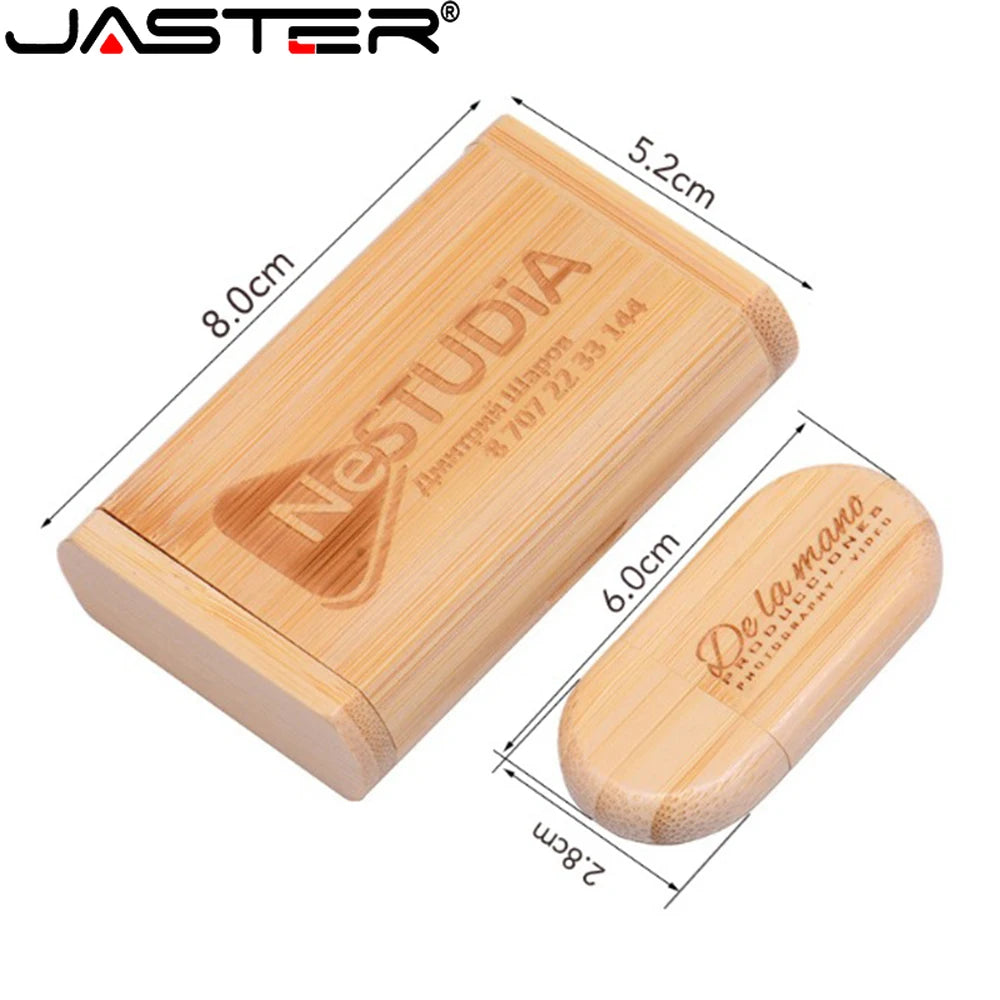 JASTER USB 2.0 Flash Drive 64GB Pen drive Wooden Box Free Personal LOGO Memory stick 64GB 32GB 16GB wedding Gift U disk Pendrive