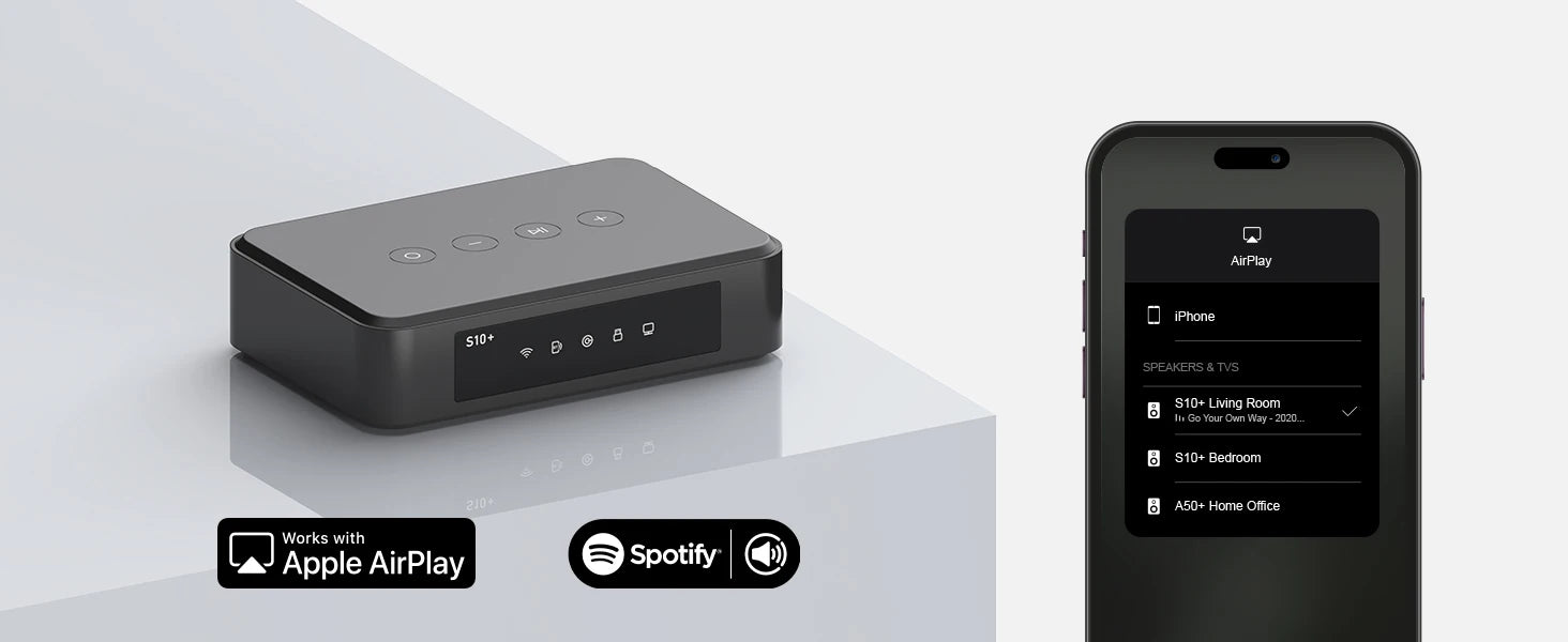 Arylic S10+ Wireless Music Streamer Bluetooth Audio Receiver 3.5mm Jack Aux for PC Multiroom PC Audio Jack Adapter