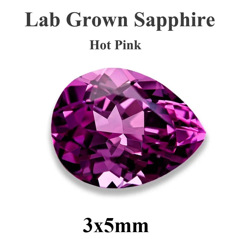 Lab Grown Sapphire Pear Cut Multiple Colors Available VVS1 Gemstone DIY Jewelry Making Materials with Selectable Certificate
