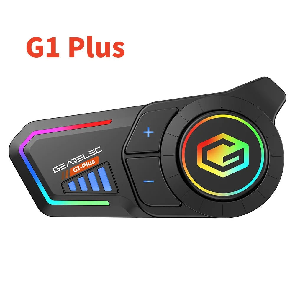 GEARELEC G1 Motorcycle Helmet Bluetooth Headset Hands Free Call IPX67 Waterproof 1000mAh Headset Speakers HiFi Stereo RGB Light