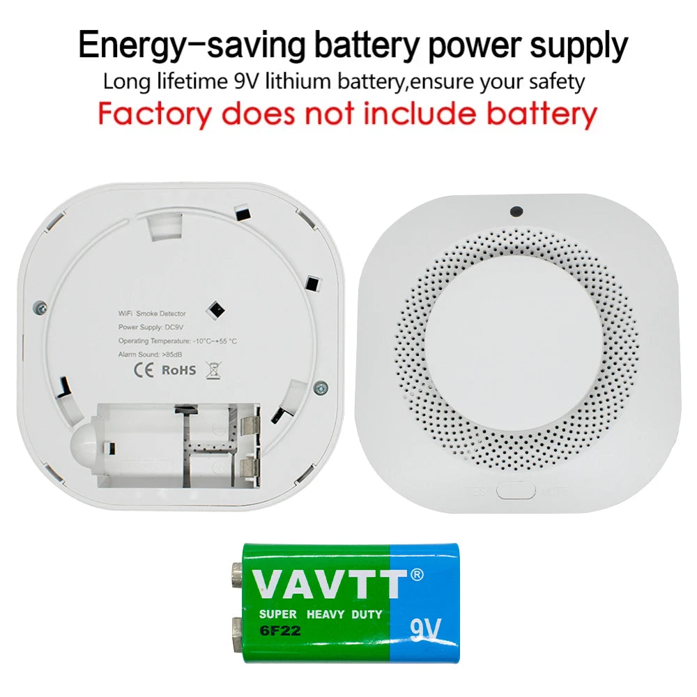 Tuya Smart Zigbee / Wifi Smoke Detector Smart Fire Fire Protection Home Security Alarm Sound Light Alarm APP Control