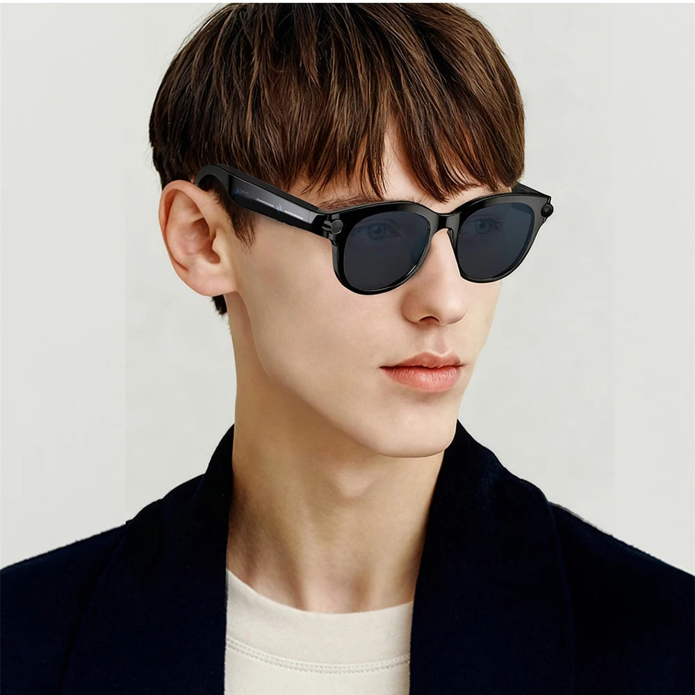 AI Smart Glasses Real-time Translation Dual Camera Bluetooth Call Sunglasses Shoot Audio Video Music Player Multifunctional Men