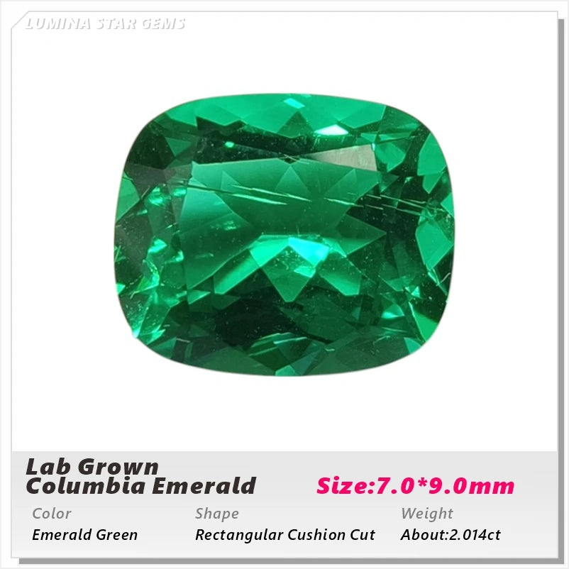 Lab Grown Colombian Emerald Stone High Quality Multiple Cuts Available Hydrothermal Hand-cutting Selectable AGL Certificate
