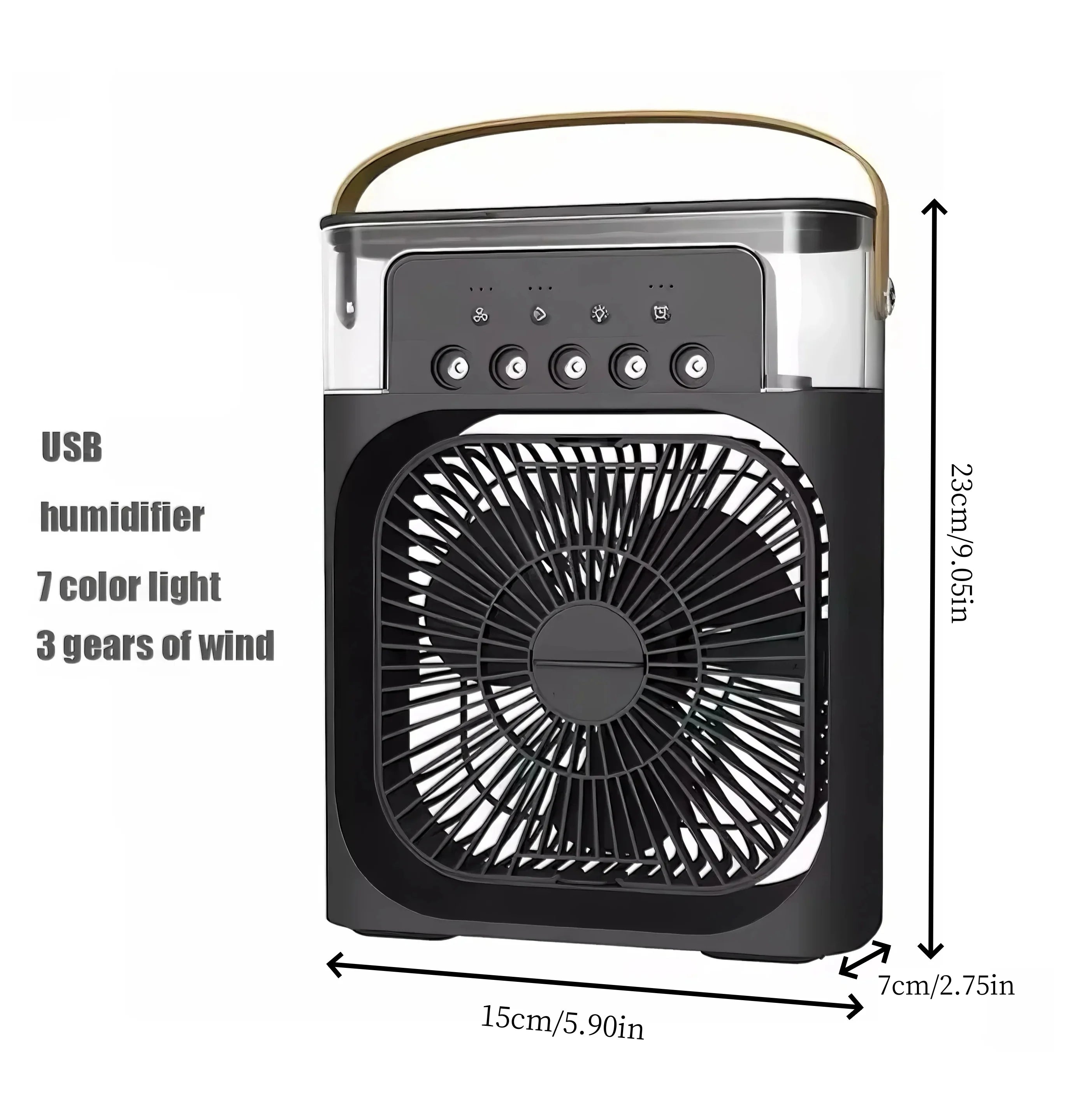 Fan/cooling fan portable household three in one small air cooler, LED night light, 5-hole humidifier, 1-3 hour timer
