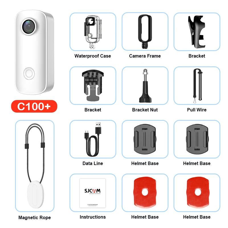 SJCAM Pocket 4K Mini Camera with Waterproof Case C100 Plus EIS Action Cam Magnetic Wearable for Helmet Motorcycles Cycling Vlog