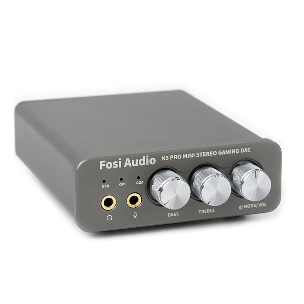Fosi Audio K5 PRO Gaming USB DAC With Microphone Headphone Amplifier Mini Audio Decoder for PS5 Desktop Powered Active Speakers