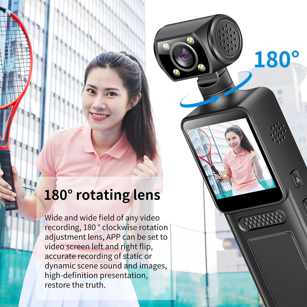 64GB 4K Ultra HD Action Mini Camera 180 Rotatable Vlog Wifi Sports Cam Waterproof Case Helmet Travel Bicycle Driver Recorder