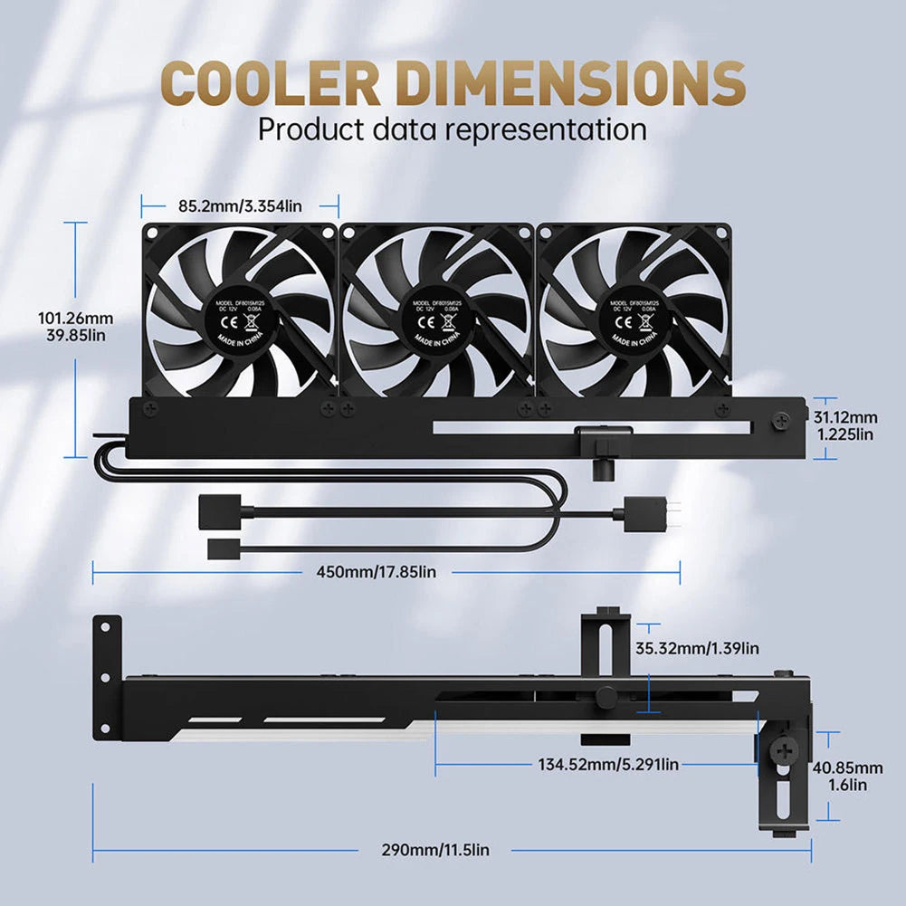 GCC-PRO Graphics Card Radiator Holder PC Cooling Fan 5V 3Pin ARGB Horizontal GPU Video Card Stand 1800RPM Cooling Fan for PC