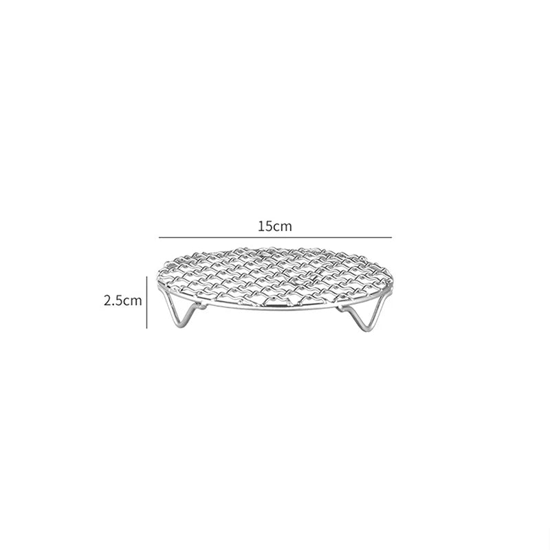 HOT! Round Air Fryer Rack With Legs Stackable Grid Grilling Rack Stainless Steel Anti-corrosion For Home Kitchen Oven Steamer