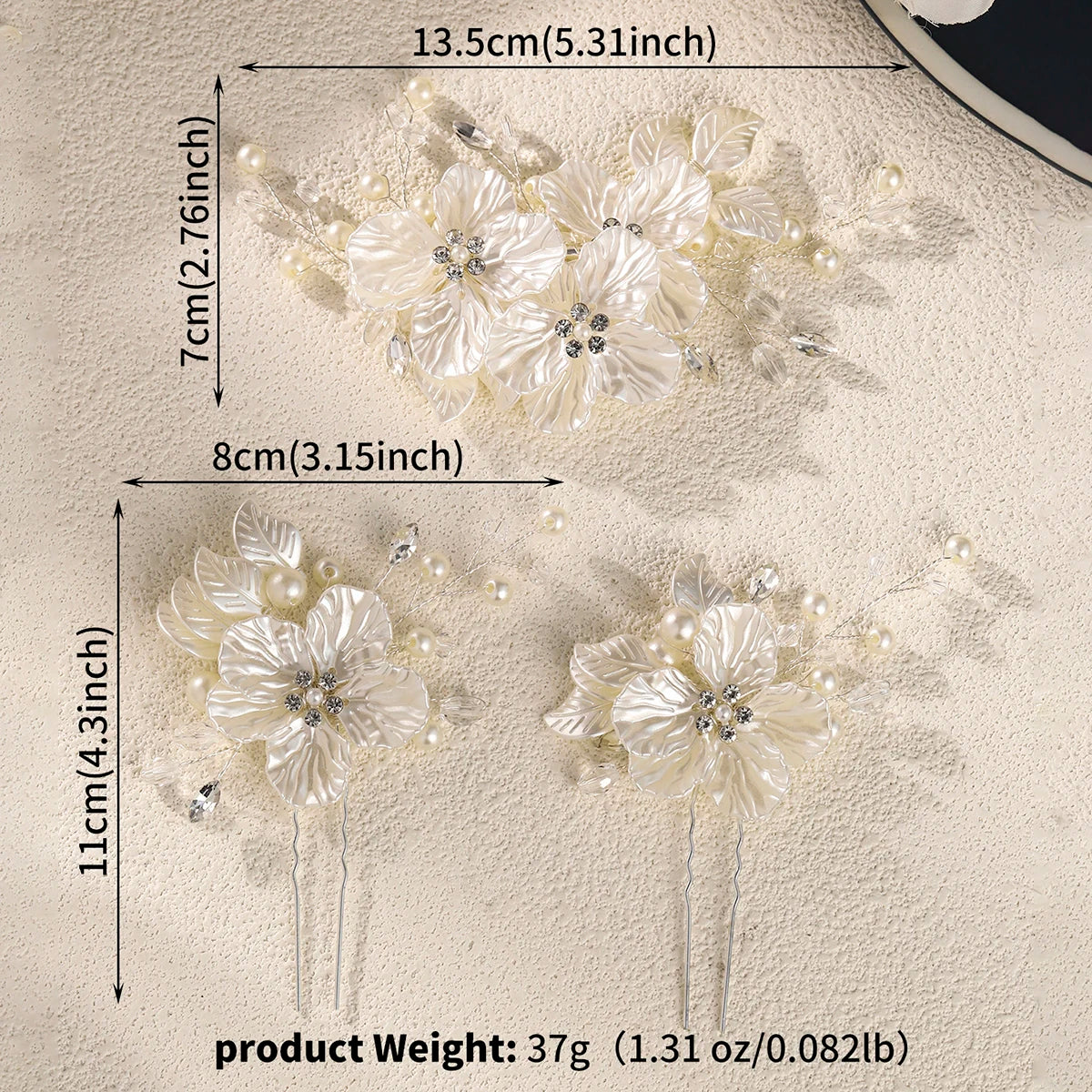 3pc Luxury Acrylic Flower Hair Clip & Pin Set Bridal Wedding Exquisite Jewelry Hair Accessories Handmade Pearl HairClip For Girl