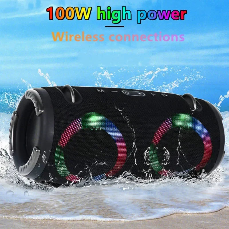 30W high power bluetooth speaker portable RGB colorful light waterproof wireless subwoofer 360 stereo surround TWS FM boombox