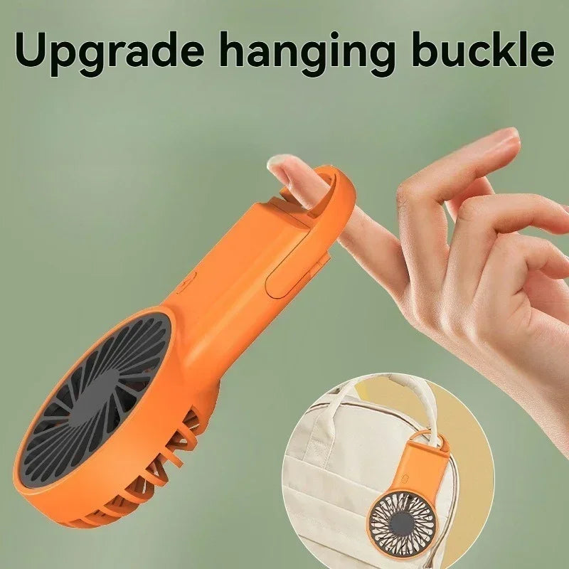 Foldable Handheld Desktop Fan Mini Cartoon Fan with Hook for Mountaineering Outdoor Home Office Use USB Rechargeable Amagi