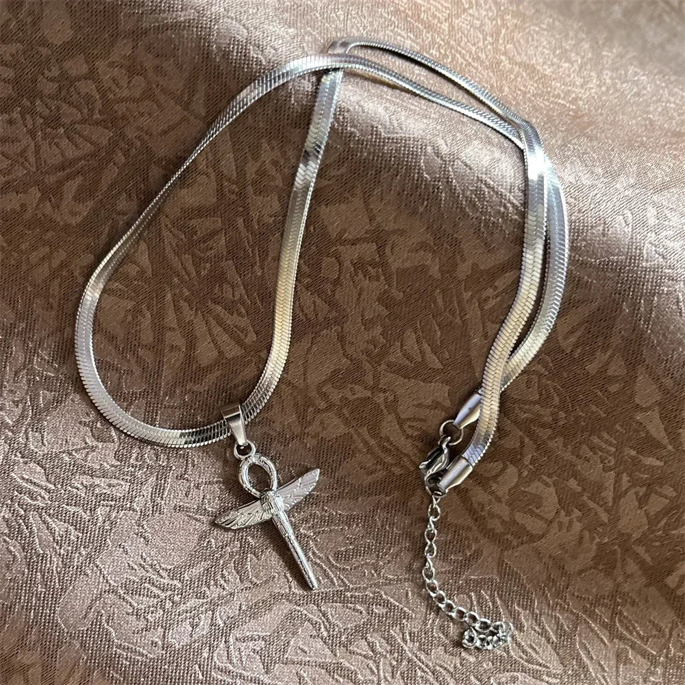 Christian Jesus Cross Necklace For Women Men Stainless Steel Chains Choker Religion Cross Pendants Jewelry Prayer Baptism Gifts