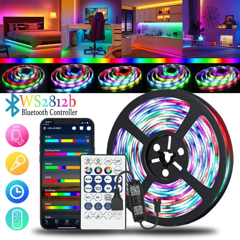 Tuya RGB LED Strip Lights 5V Smart LED Light with Music Sync RGB-IC Dreamcolor Chasing Strip Flexible Tape for Gaming Room Party