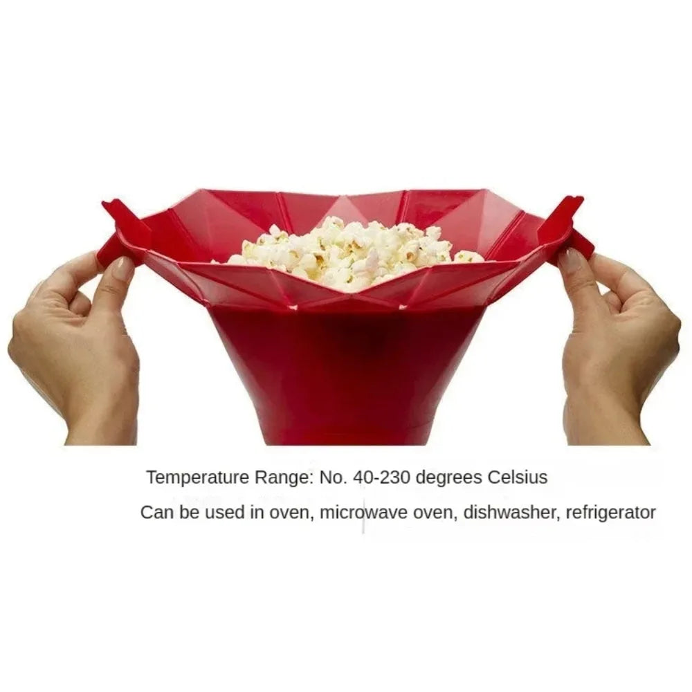 Popcorn Bow Foldable Microwave Oven Popcorn Bowl DIY Silicone Popcorn Maker Dishwasher Safe Home Kitchen Tool for Making Popcorn