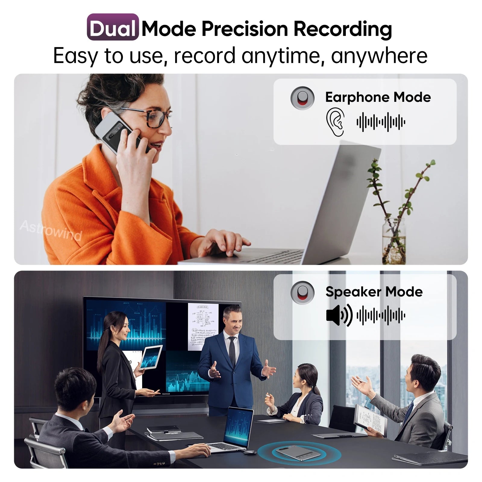 AI Voice Recorder 118 Languages ChatGPT-4  App Phone Call Mini Audio for Meetings, Lectures，Calls, AI Transcription Transcribe