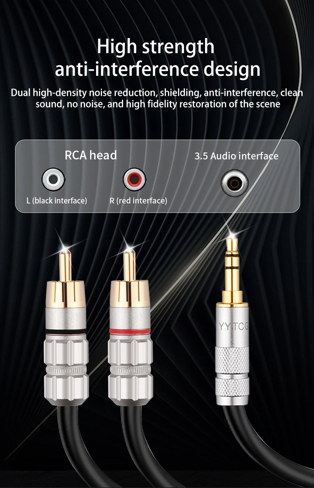RCA Cable HiFi Stereo 3.5mm to 2RCA Audio Cable AUX RCA 3.5 Jack Splitter for Amplifiers Audio Home Theater DVD Speaker Cord